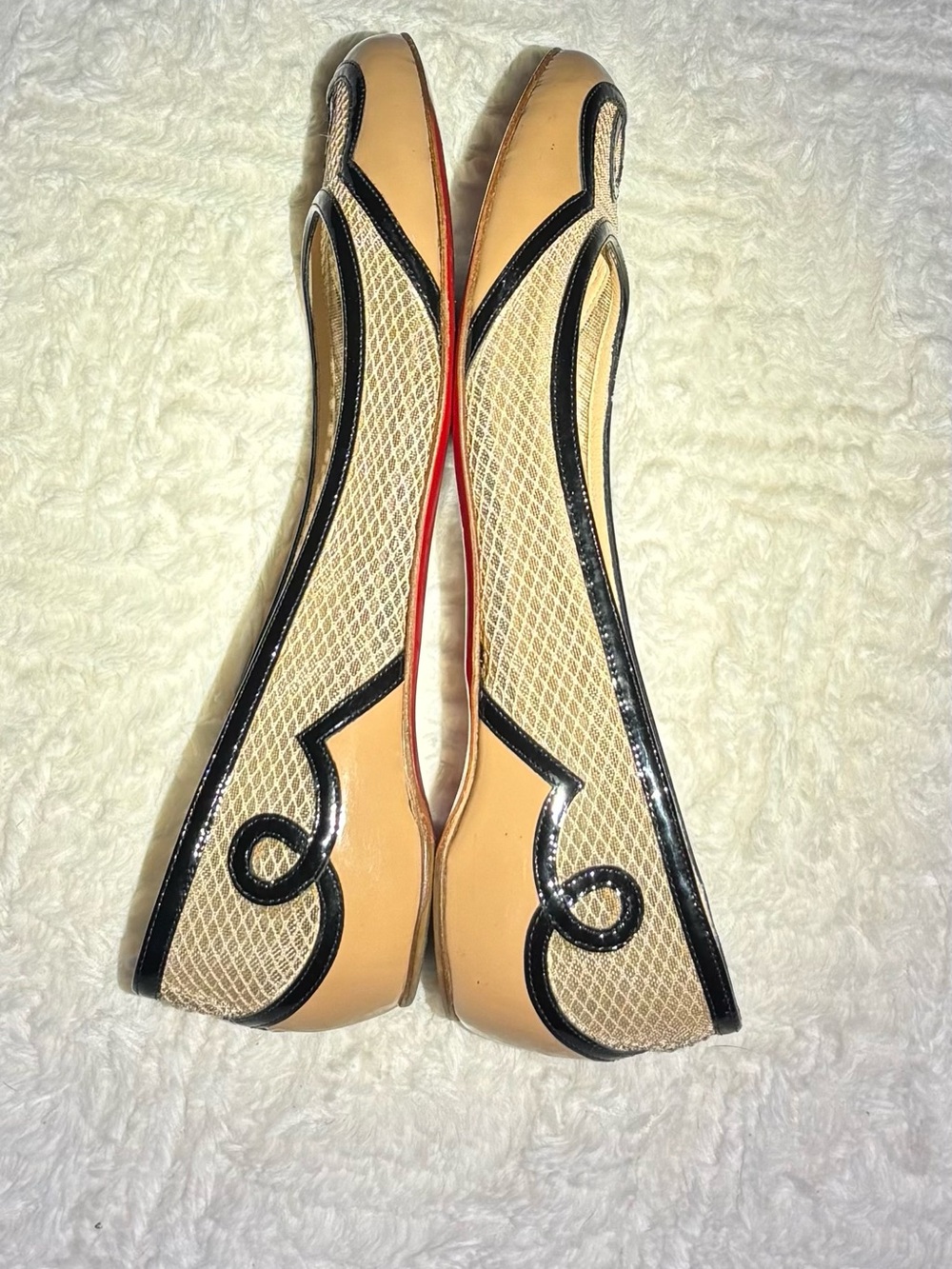 Christian Louboutin mesh and patent leather ballet flats with red bottom - Picture 8 of 12